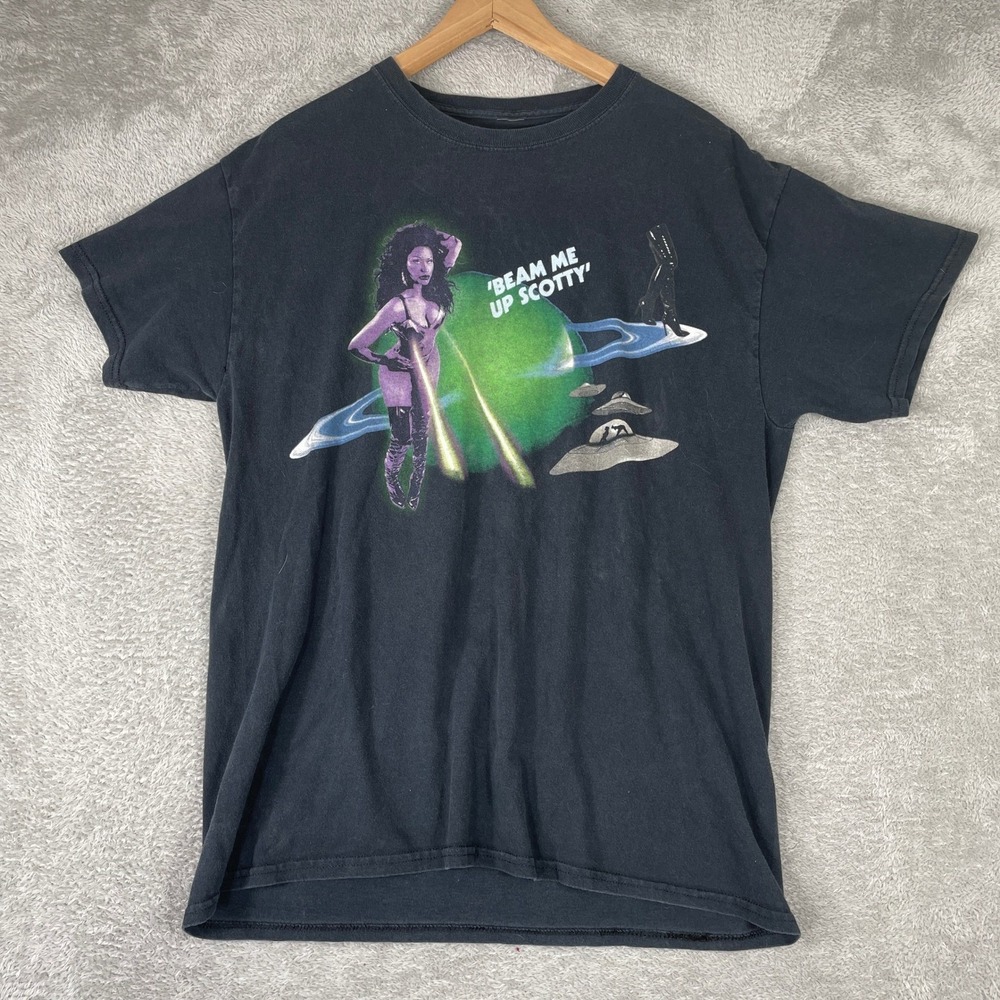 Nicki Minaj Shirt Mens Large Black Beam Me Up Scotty Rap Tee Y2K‎